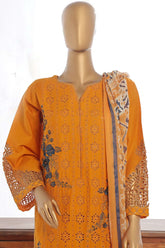 Bin Saeed Stitched 3 Piece Luxury Plain Cotton Collection-LF-145-C-Mustard